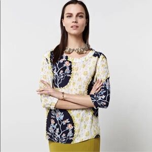 Anthropologie Chris Benz Floral Print Silk Top